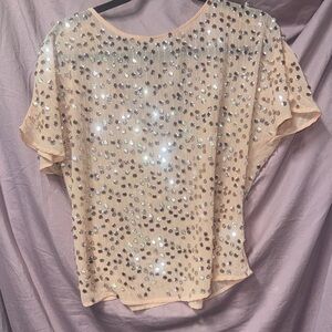 Jennifer Lopez Sequin Blouse - Peach and Silver